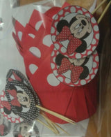 40Pcs Minnie Mouse Cupcake toppers and wrappers